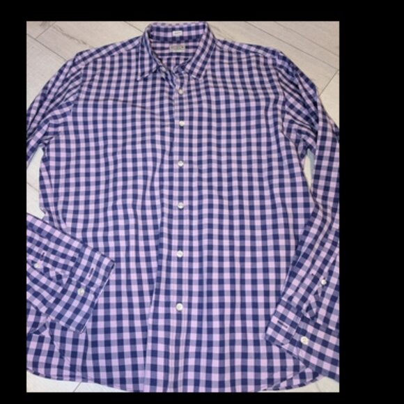 J. CREW Mens Slim Fit Shirt Tailored Purple Gingham Size XL - Picture 1 of 2